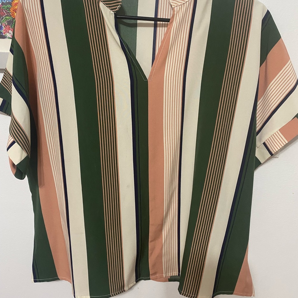 Clearance Sale!☺️😉 Avenue Green and Pink Striped Blouse